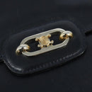 CELINE Shoulder Bag Leather Navy Gold Auth 149191-18