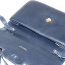 CELINE Shoulder Bag Leather Navy Gold Auth 149191-9