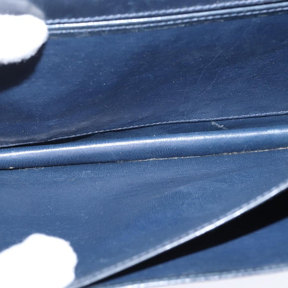 CELINE Shoulder Bag Leather Navy Gold Auth 149191