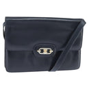 CELINE Shoulder Bag Leather Navy Gold Auth 149191-1