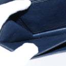 CELINE Shoulder Bag Leather Navy Gold Auth 149191-21