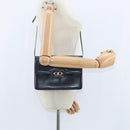 CELINE Shoulder Bag Leather Navy Gold Auth 149191-24