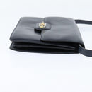 CELINE Shoulder Bag Leather Navy Gold Auth 149191-4