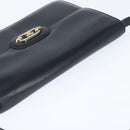 CELINE Shoulder Bag Leather Navy Gold Auth 149191-6