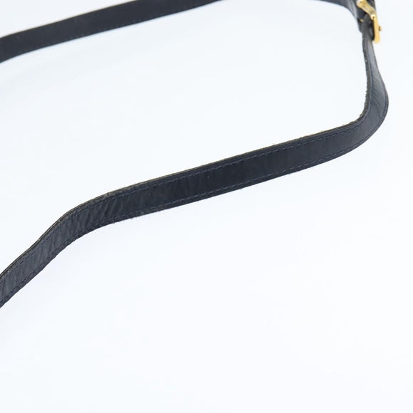 CELINE Shoulder Bag Leather Navy Gold Auth 149191