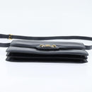 CELINE Shoulder Bag Leather Navy Gold Auth 149191-5