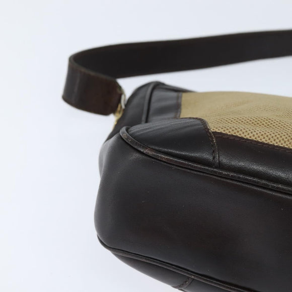 CELINE Shoulder Bag Canvas Beige Gold Auth 149192