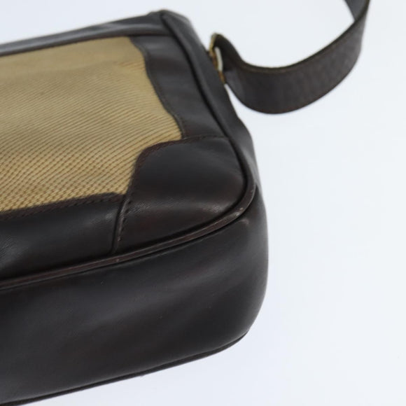 CELINE Shoulder Bag Canvas Beige Gold Auth 149192