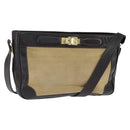 CELINE Shoulder Bag Canvas Beige Gold Auth 149192-1