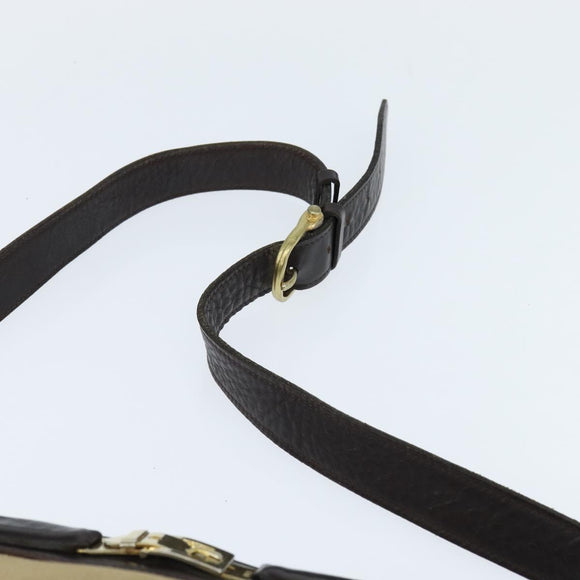 CELINE Shoulder Bag Canvas Beige Gold Auth 149192