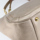 Salvatore Ferragamo Gancini Hand Bag Leather Gold Silver Auth 149193-14