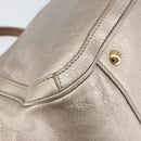 Salvatore Ferragamo Gancini Hand Bag Leather Gold Silver Auth 149193-16