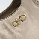 Salvatore Ferragamo Gancini Hand Bag Leather Gold Silver Auth 149193-10