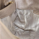 Salvatore Ferragamo Gancini Hand Bag Leather Gold Silver Auth 149193-19