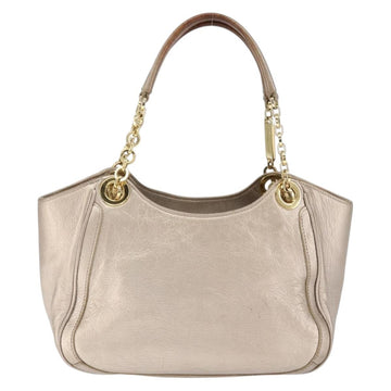 Salvatore Ferragamo Gancini Hand Bag Leather Gold Silver Auth 149193 - 0
