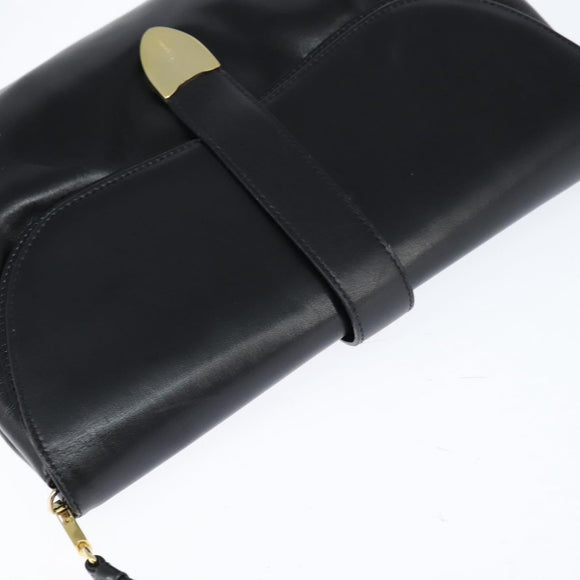 Salvatore Ferragamo Shoulder Bag Leather Black Gold Auth 149194