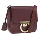 Salvatore Ferragamo Gancini Shoulder Bag Leather Bordeaux Gold Auth 149195-1