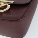 Salvatore Ferragamo Gancini Shoulder Bag Leather Bordeaux Gold Auth 149195-14