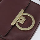 Salvatore Ferragamo Gancini Shoulder Bag Leather Bordeaux Gold Auth 149195-18