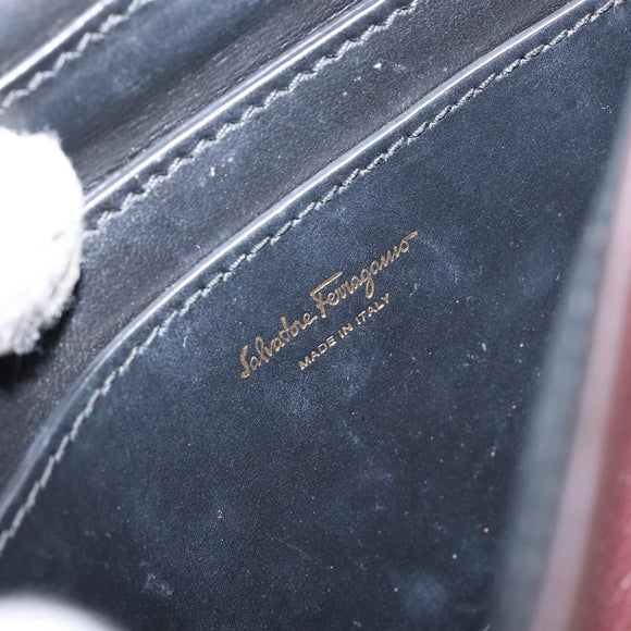 Salvatore Ferragamo Gancini Shoulder Bag Leather Bordeaux Gold Auth 149195