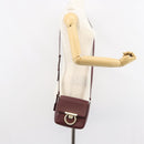 Salvatore Ferragamo Gancini Shoulder Bag Leather Bordeaux Gold Auth 149195-24