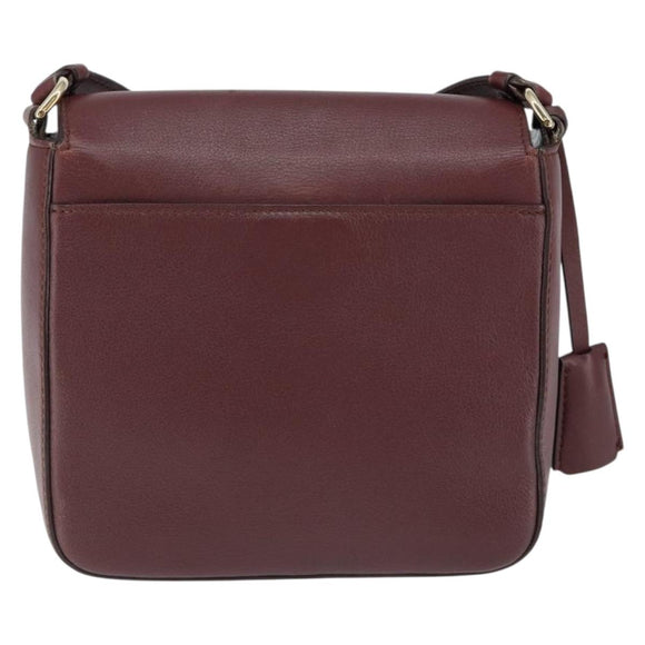 Salvatore Ferragamo Gancini Shoulder Bag Leather Bordeaux Gold Auth 149195