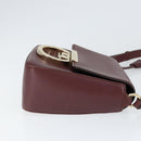 Salvatore Ferragamo Gancini Shoulder Bag Leather Bordeaux Gold Auth 149195-3