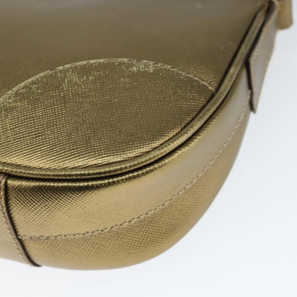 PRADA Shoulder Bag Safiano leather Gold Auth 149196V
