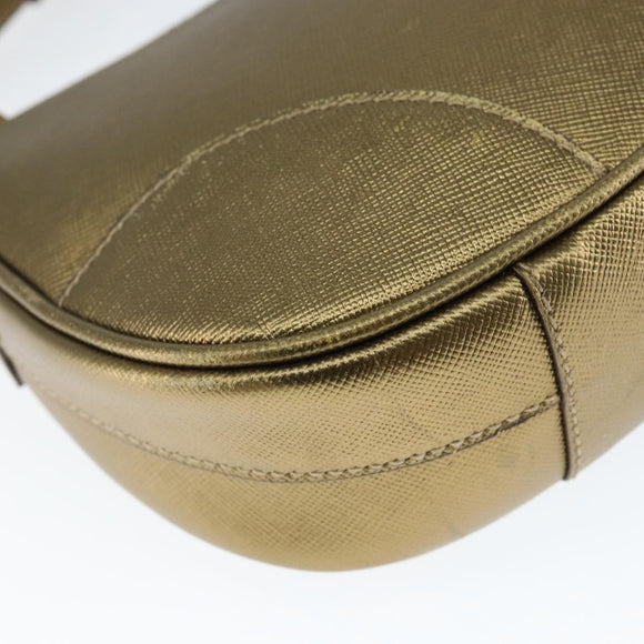 PRADA Shoulder Bag Safiano leather Gold Auth 149196