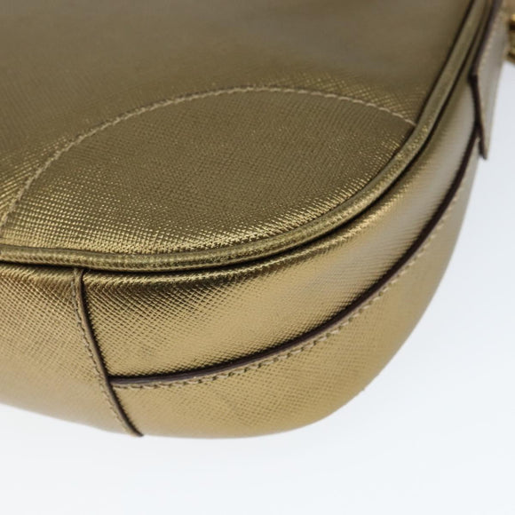 PRADA Shoulder Bag Safiano leather Gold Auth 149196
