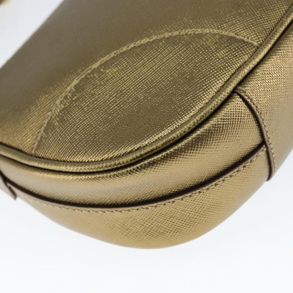PRADA Shoulder Bag Safiano leather Gold Auth 149196V