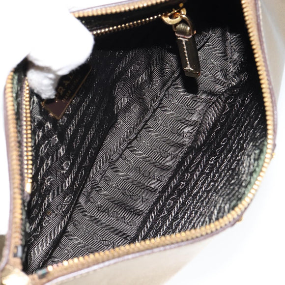 PRADA Shoulder Bag Safiano leather Gold Auth 149196