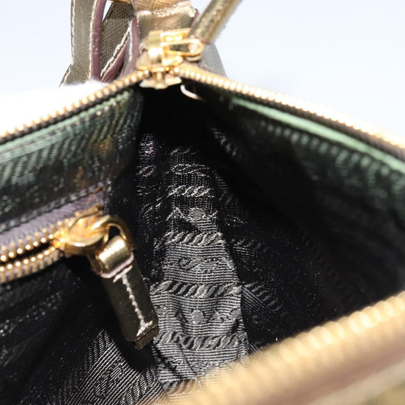 PRADA Shoulder Bag Safiano leather Gold Auth 149196V