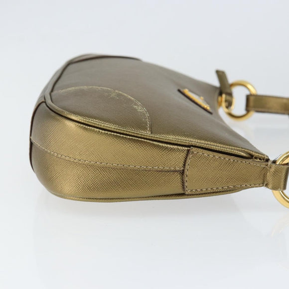 PRADA Shoulder Bag Safiano leather Gold Auth 149196V