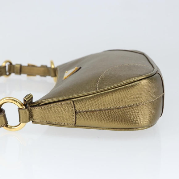PRADA Shoulder Bag Safiano leather Gold Auth 149196V
