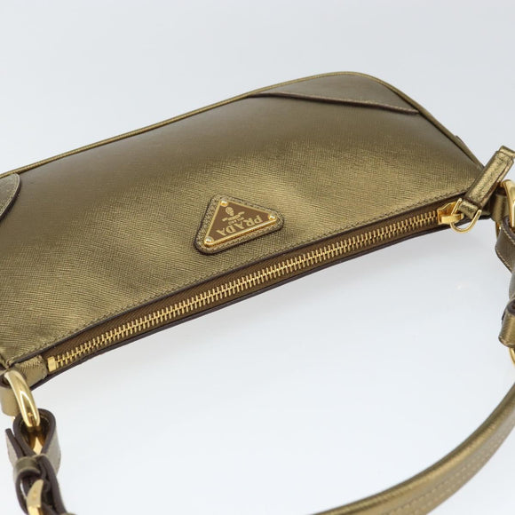 PRADA Shoulder Bag Safiano leather Gold Auth 149196V