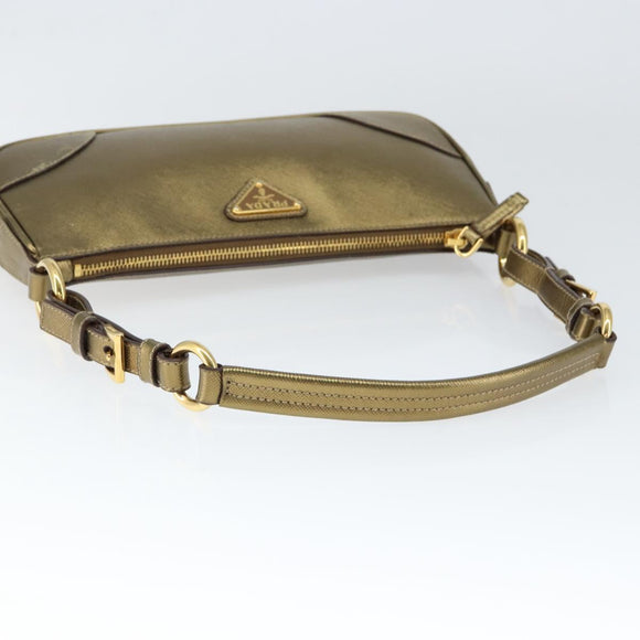 PRADA Shoulder Bag Safiano leather Gold Auth 149196V