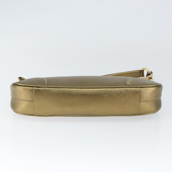 PRADA Shoulder Bag Safiano leather Gold Auth 149196V