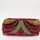 Miu Miu Shoulder Bag Velor Khaki Silver Auth 149197-6