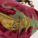 Miu Miu Shoulder Bag Velor Khaki Silver Auth 149197-15