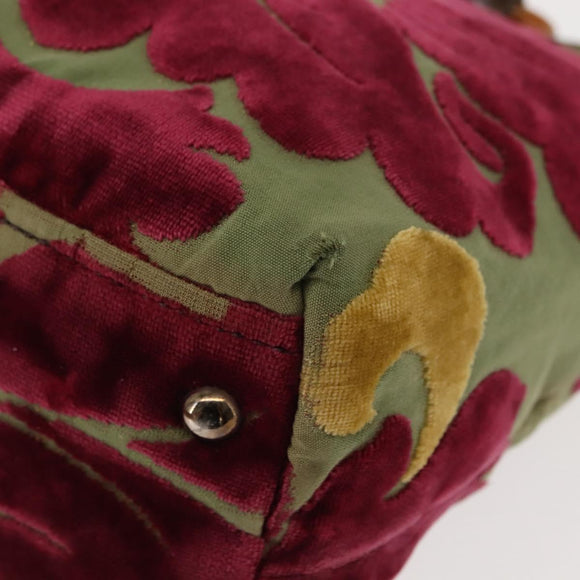 Miu Miu Shoulder Bag Velor Khaki Silver Auth 149197