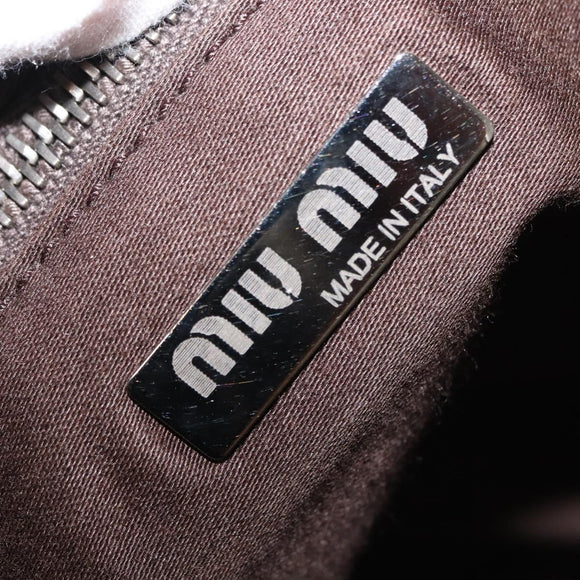 Miu Miu Shoulder Bag Velor Khaki Silver Auth 149197