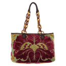 Miu Miu Shoulder Bag Velor Khaki Silver Auth 149197-2