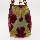 Miu Miu Shoulder Bag Velor Khaki Silver Auth 149197-3