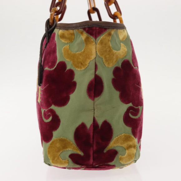 Miu Miu Shoulder Bag Velor Khaki Silver Auth 149197