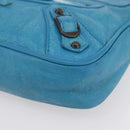 BALENCIAGA The Shoulder Shoulder Bag Leather Blue 138226 Auth 149200-14