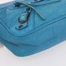 BALENCIAGA The Shoulder Shoulder Bag Leather Blue 138226 Auth 149200-15