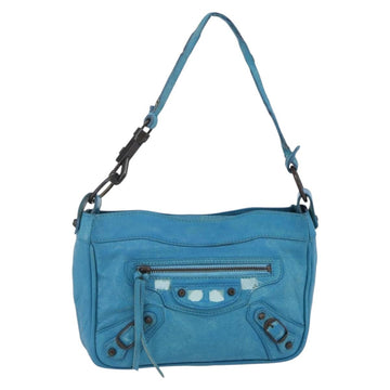 BALENCIAGA The Shoulder Shoulder Bag Leather Blue 138226 Auth 149200