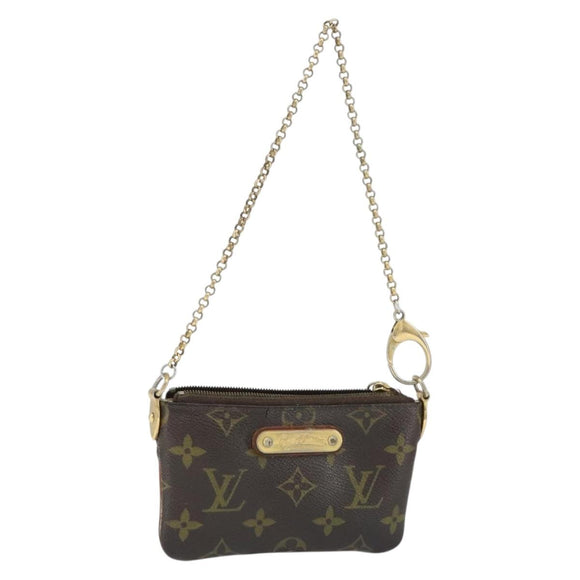 LOUIS VUITTON Monogram Chain Pochette Mila PM Accessory Pouch M60094 Auth 149211