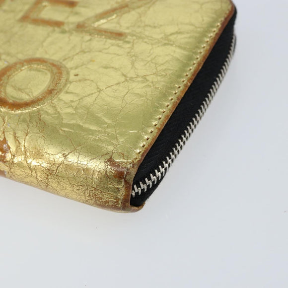 CHANEL Long Wallet Leather Gold Silver CC Auth 149215
